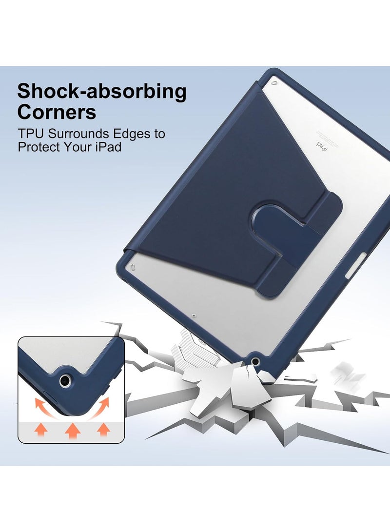 DUSALA Rotating Case for iPad 9th (10.2-Inch, 2021 Model,9th Generation) with Pencil Holder,360 Degree Rotation Protective Stand Slim Cover Clear Back, Auto Wake/Sleep (iPad 10.2) - Image 4