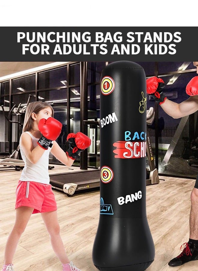 DURKU Punching Bag for Kids, Inflatable Boxing Punch Bag with Gloves and Pump, Inflatable Tumbler Toy for Boys Girls, Beginner Heavy Punching Bags Sandbag, Reduce Pressure Stress, 1.2M Alphabet Black - Image 5