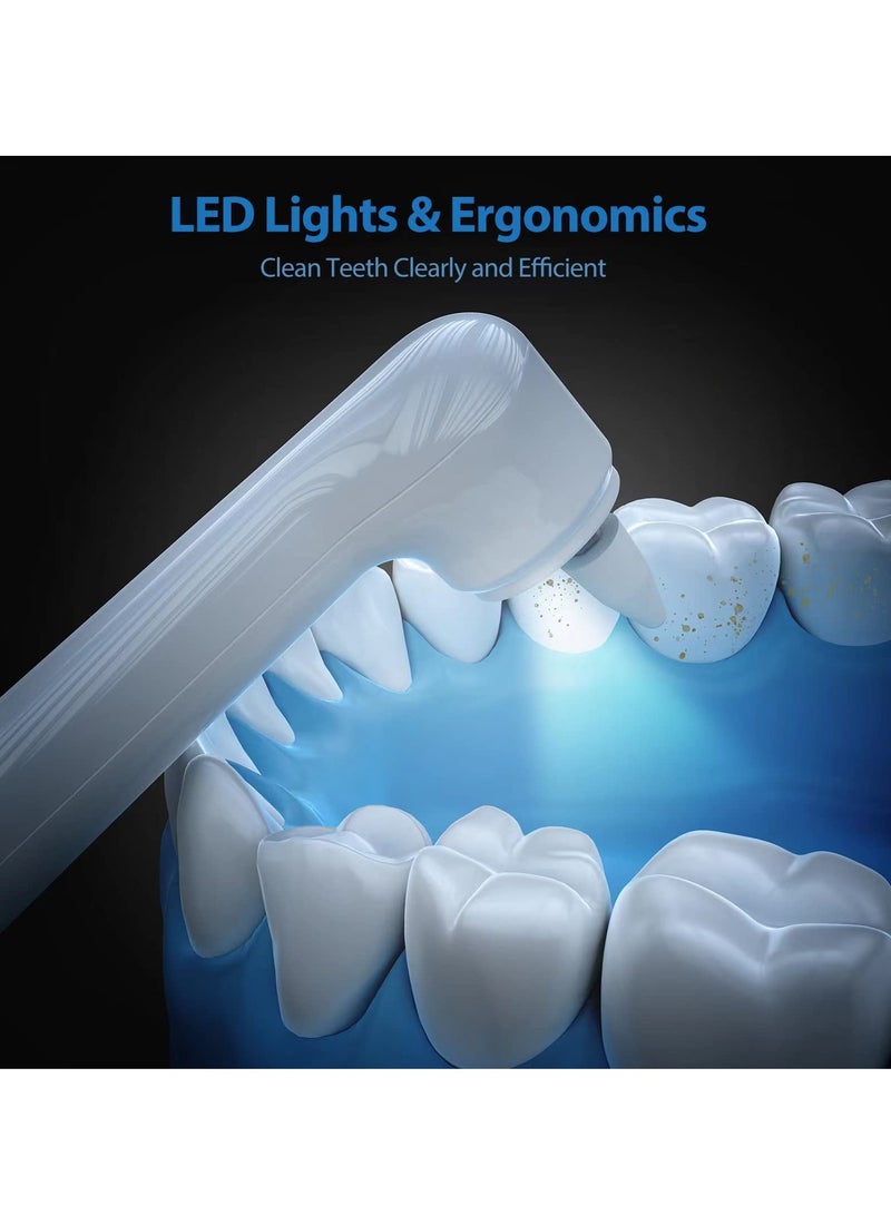 Electric Tooth Polisher Teeth Whitening Kit with 5 Replacement Heads LED Light USB Rechargeable IPX6 Waterproof 5 Modes Teeth Whitening Dental Calculus Removal for Better Whitening Effect - Image 5
