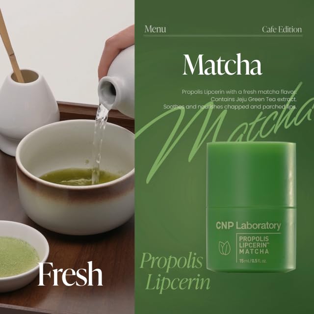 CNP Café Lip Butter - Propolis Lipcerin™ 07 Matcha, Hydrating Overnight Manuka Lip Balm & Mask, 12hr Long-Lasting Moisture, Korean Skin Care, 0.5 fl.oz. - Image 4