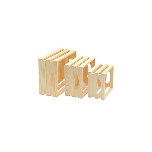 Cregugua Set of 3 Wooden Pallet Crates Nesting Unfinished Wood Trays Storage for DIY Crafts (Large Size 9.4 x 7.8 x 4.3 in) - Image 4