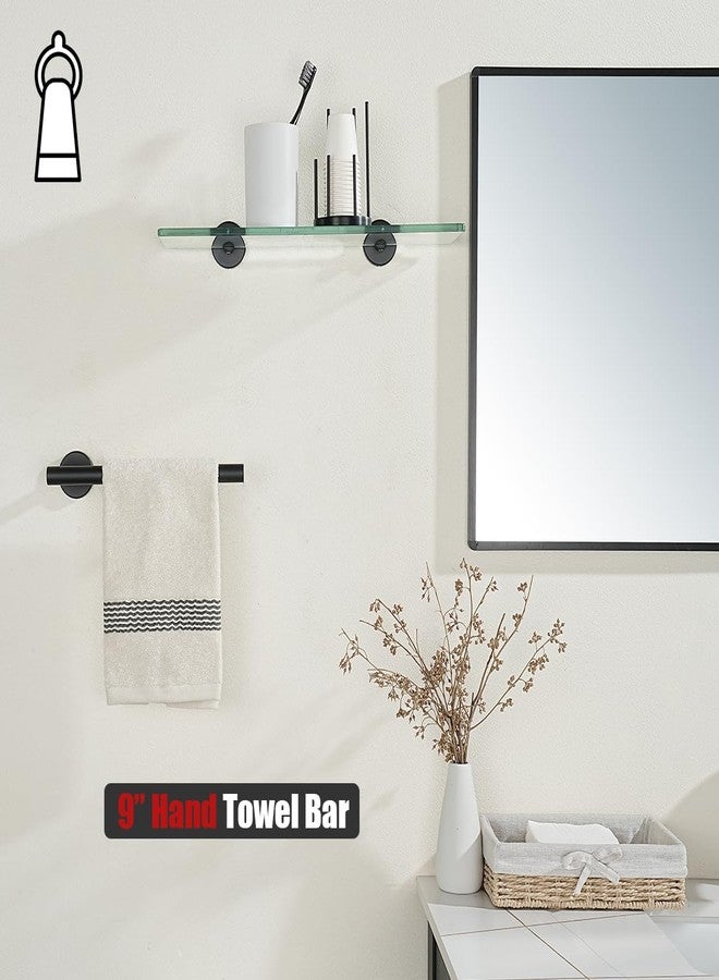 JQK Hand Towel Holder Towel Ring Black, 10 Inch Thicken 0.8mm 304 Stainless Steel Bathroom Hand Towel Bar, 9 Inch Useable Length Wall Mount Towel Rack Hanger, Matte Black, THH110L9-PB - Image 3