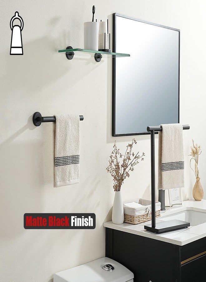 JQK Hand Towel Holder Towel Ring Black, 10 Inch Thicken 0.8mm 304 Stainless Steel Bathroom Hand Towel Bar, 9 Inch Useable Length Wall Mount Towel Rack Hanger, Matte Black, THH110L9-PB - Image 4