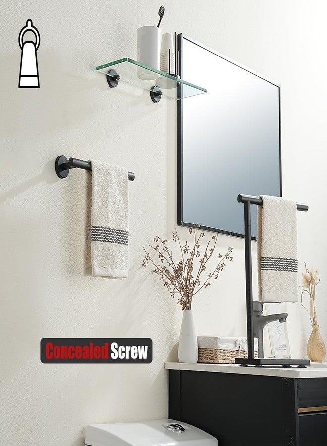 JQK Hand Towel Holder Towel Ring Black, 10 Inch Thicken 0.8mm 304 Stainless Steel Bathroom Hand Towel Bar, 9 Inch Useable Length Wall Mount Towel Rack Hanger, Matte Black, THH110L9-PB - Image 5