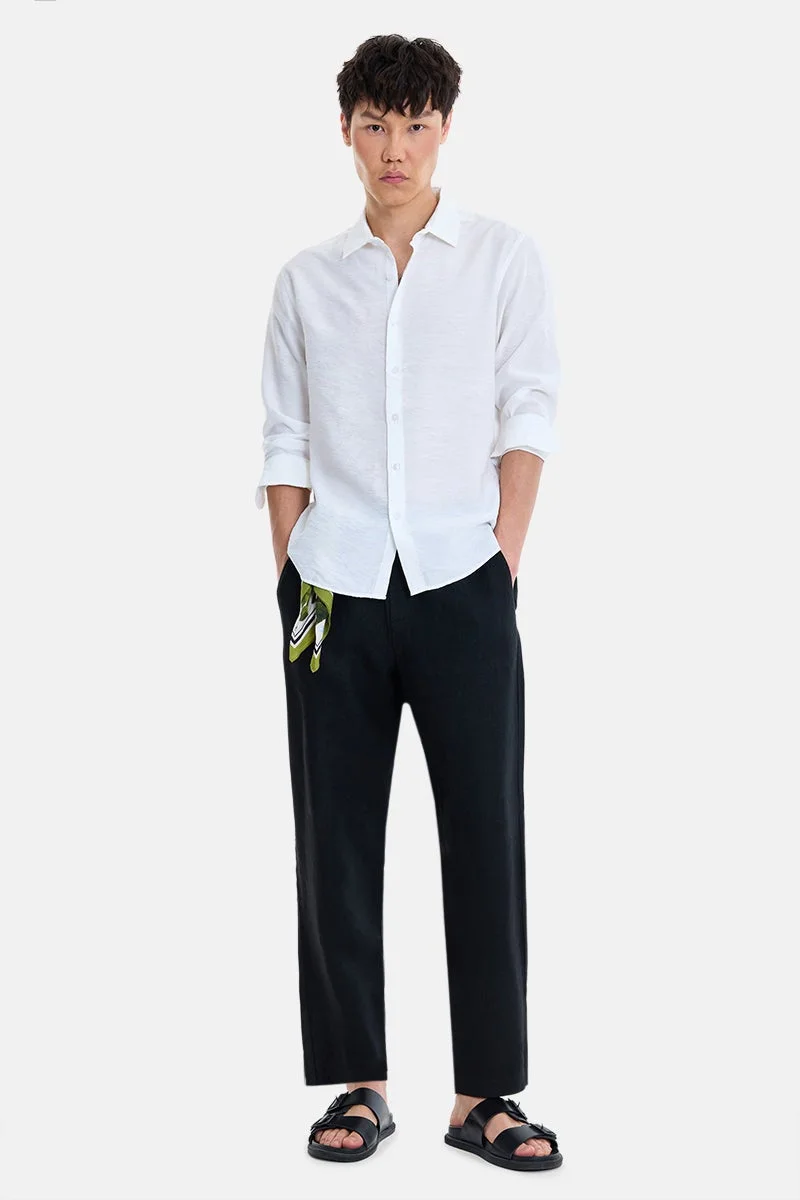 SNITCH White Textured Long Sleeve Regular Fit Shirt