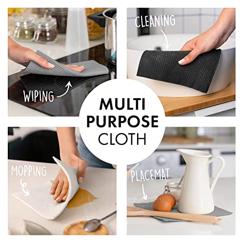 SUPERSCANDI 6 Pack Swedish Dishcloths for Kitchen - 100% Biodegradable & Compostable Reusable Paper Towels Washable, Food-Safe & Without Plastic - Dish Rags Suitable for Any Surface, Grey - Image 3
