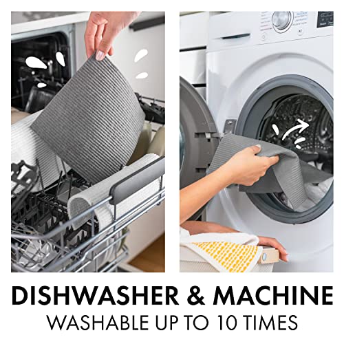 SUPERSCANDI 6 Pack Swedish Dishcloths for Kitchen - 100% Biodegradable & Compostable Reusable Paper Towels Washable, Food-Safe & Without Plastic - Dish Rags Suitable for Any Surface, Grey - Image 5