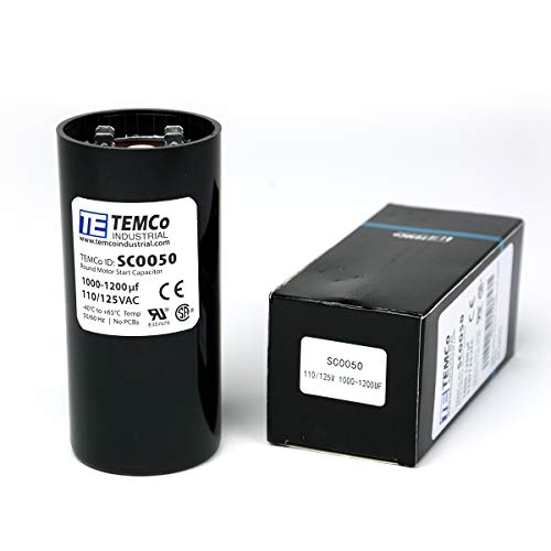 TEMCo Industrial TEMCo 1000-1200 uF MFD CD60 Start Capacitor 110-125V AC Round | 50/60 Hz Motor Start Capacitor for HVAC, Compressor, Pump - Image 1