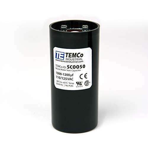 TEMCo Industrial TEMCo 1000-1200 uF MFD CD60 Start Capacitor 110-125V AC Round | 50/60 Hz Motor Start Capacitor for HVAC, Compressor, Pump - Image 2