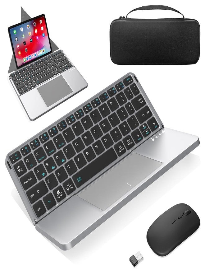 MEKO Foldable Keyboard with Touchpad and Mouse Combo, MEKO Portable Wireless Bluetooth Keyboard and Mouse Combo with Holster Stand for Business and Travel, Compatible with Mac Laptop iPad Tablet - Image 1