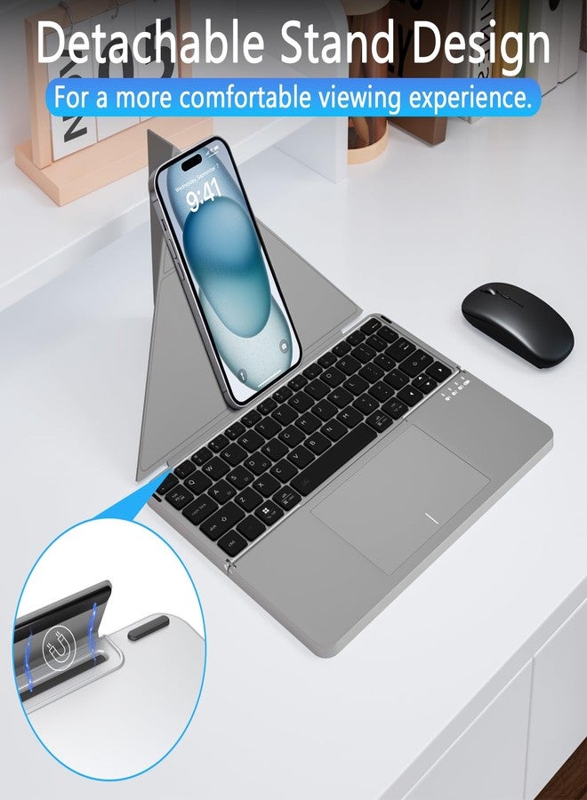 MEKO Foldable Keyboard with Touchpad and Mouse Combo, MEKO Portable Wireless Bluetooth Keyboard and Mouse Combo with Holster Stand for Business and Travel, Compatible with Mac Laptop iPad Tablet - Image 4