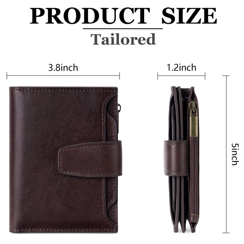 Airkit Small Wallet Women RFID Blocking Genuine Leather Bifold Compact Card Holder Wallet for Women with Zipper Coin Pocket 4 ID Window - Image 4