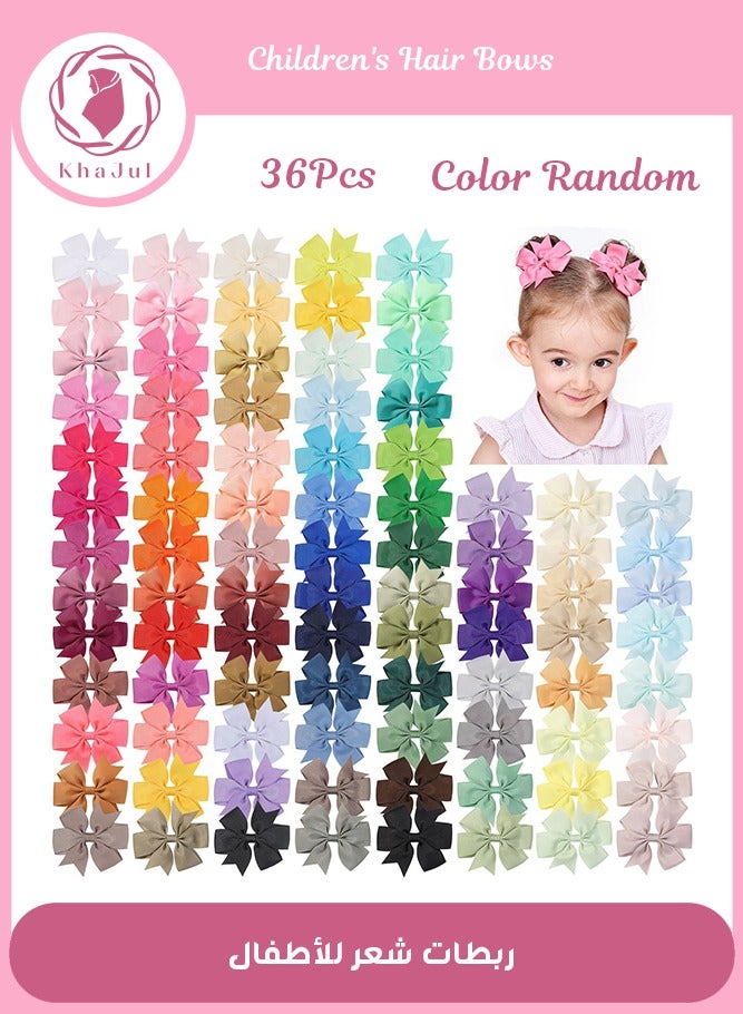 KHAJUL Random 36Piece Boutique Grosgrain Ribbon Pinwheel Hair Bows Alligator Clips For Girls Babies Toddlers Teens Gifts In Pairs - Mix Color - Image 1