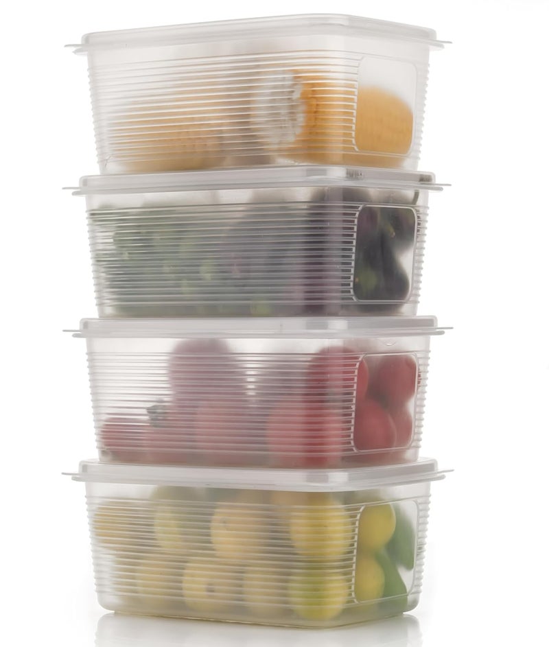 Qshare Transparent Fridge Storage Container - BPA Free Plastic Fridge Organizer Box with lid for Vegetables, Fruits, Fish & Meat, Multipurpose Refrigerator Organizer Freezer Dabba Box for Kitchen (6) - Image 1