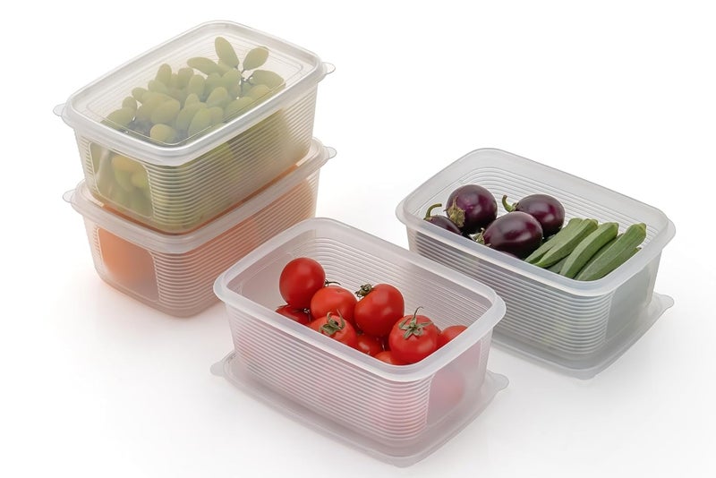 Qshare Transparent Fridge Storage Container - BPA Free Plastic Fridge Organizer Box with lid for Vegetables, Fruits, Fish & Meat, Multipurpose Refrigerator Organizer Freezer Dabba Box for Kitchen (6) - Image 2