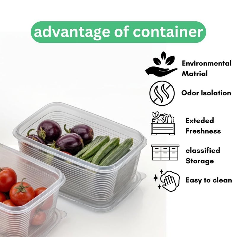 Qshare Transparent Fridge Storage Container - BPA Free Plastic Fridge Organizer Box with lid for Vegetables, Fruits, Fish & Meat, Multipurpose Refrigerator Organizer Freezer Dabba Box for Kitchen (6) - Image 5