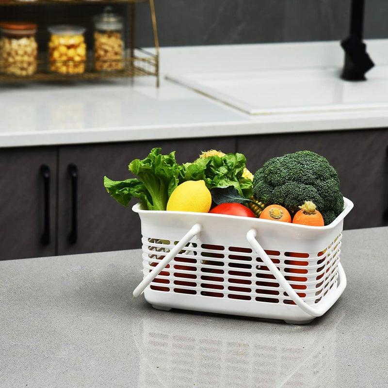 ALINK Plastic Shower Caddy Basket with Handle  Portable Organizer Storage Basket for College Dorm  Bathroom  Kitchen - White - Image 5