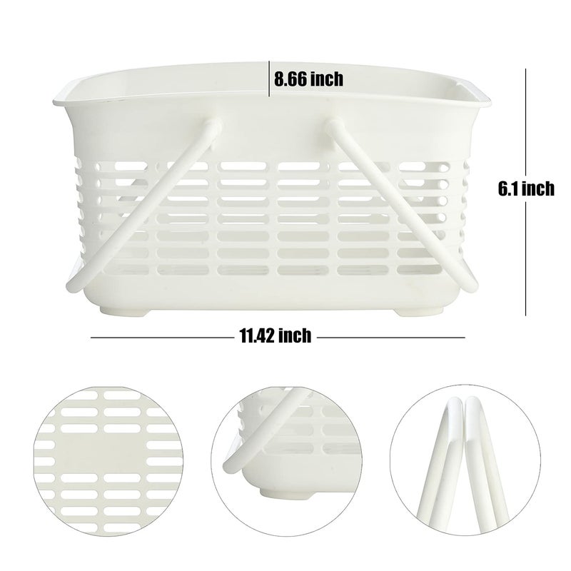 ALINK Plastic Shower Caddy Basket with Handle  Portable Organizer Storage Basket for College Dorm  Bathroom  Kitchen - White - Image 2