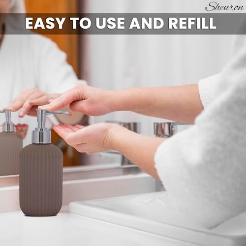 SHENRON Refillable Hand Soap Dispenser 250ml | Unbreakable Liquid Soap/Shampoo/Hand wash/Sanitizer/Lotion Dispenser Plastic Bottle for Kitchen, Wash-Basin and Bathroom -250 ml (Mud) - Image 2