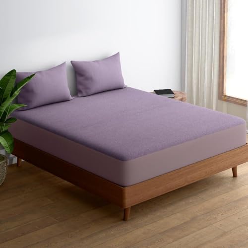 Wakefit Waterproof Bamboo Mattress Protector | Anti-Bacterial Bed Cover, Hypoallergenic, Ultra Soft Fitted Cover - Lavender (75x72 Inch) - King - Image 2