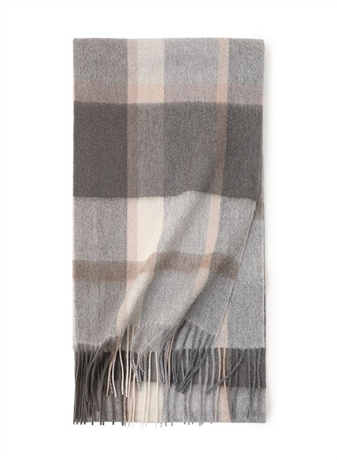 Loquat Warm Long Cashmere Check Scarf Multicolour 