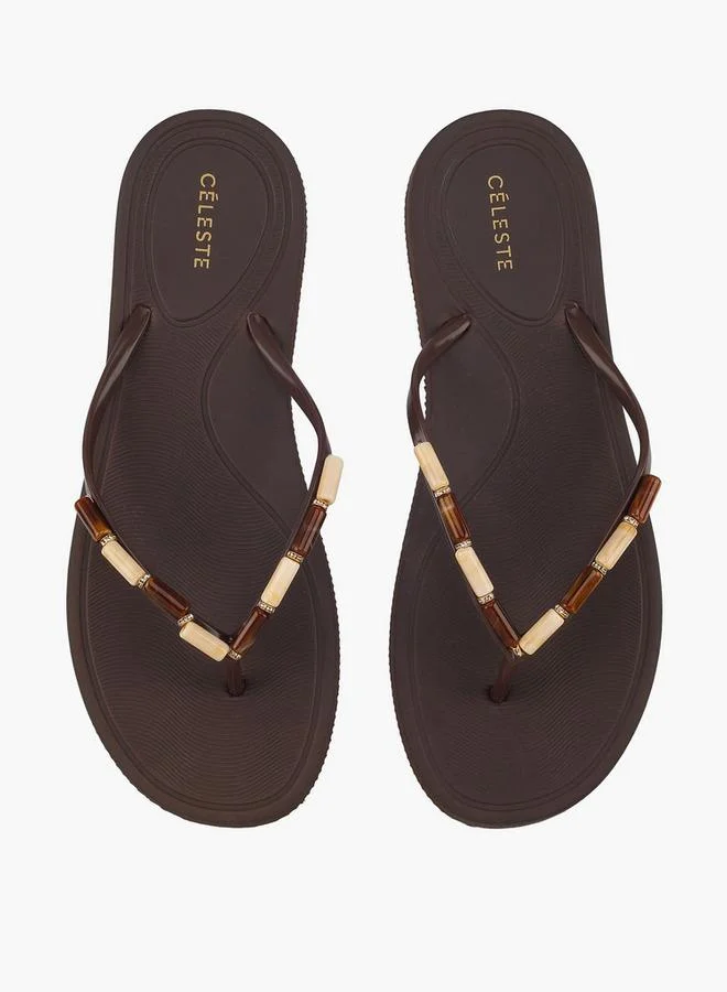 Celeste Women Bead Embellished Flip Flops