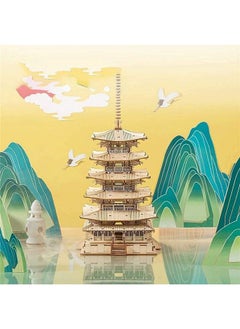 Rolife 3D Wooden Puzzles Temple Building Kit 275Pcs Japanese Fivestoried Pagoda 13" Model Craft Kits For Adults/Boys/Girls  - Image 4
