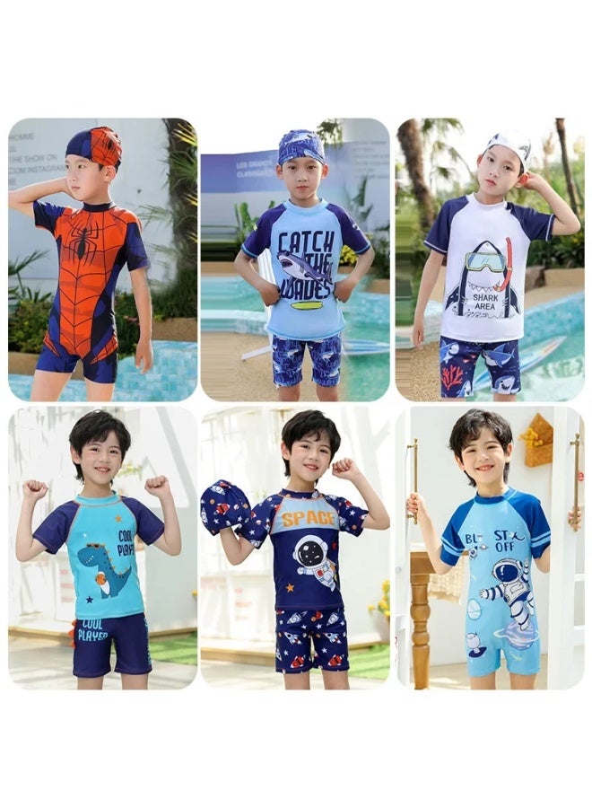Loquat Children's Swimwear Boys Small Middle And Large Children Split Sun Protection Boys Quick-drying Hot Spring Swimming Suit Boys Wholesale-Color:Su Pin Lake Blue- - Image 2