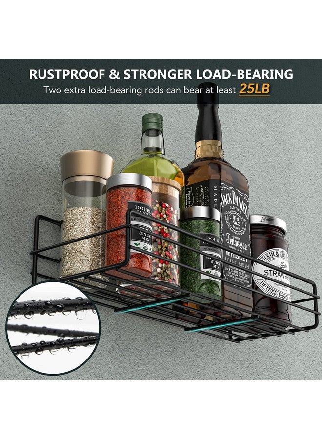Moforoco Spice Rack Organizer Wall Mount (6Pack), Hanging Black Spice Pantry Organization Storage Shelf, Farmhouse Seasoning Organizer, Flexible Wall Shelves, Kitchen Essentials Home Decor - Image 3