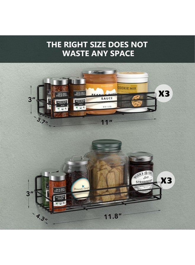 Moforoco Spice Rack Organizer Wall Mount (6Pack), Hanging Black Spice Pantry Organization Storage Shelf, Farmhouse Seasoning Organizer, Flexible Wall Shelves, Kitchen Essentials Home Decor - Image 4