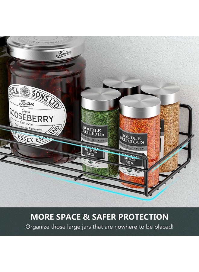 Moforoco Spice Rack Organizer Wall Mount (6Pack), Hanging Black Spice Pantry Organization Storage Shelf, Farmhouse Seasoning Organizer, Flexible Wall Shelves, Kitchen Essentials Home Decor - Image 2
