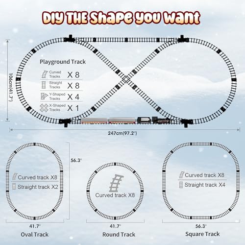Hot Bee Train Set - Metal Train Toys with Luxury Tracks and Glowing Passenger, Christmas Train Sets for Around The Tree with Smokes, Lights & Sound, Toy Train Set for 3 4 5 6 7+ Years Old Boys Gifts - Image 4