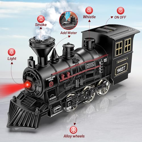 Hot Bee Train Set - Metal Train Toys with Luxury Tracks and Glowing Passenger, Christmas Train Sets for Around The Tree with Smokes, Lights & Sound, Toy Train Set for 3 4 5 6 7+ Years Old Boys Gifts - Image 3