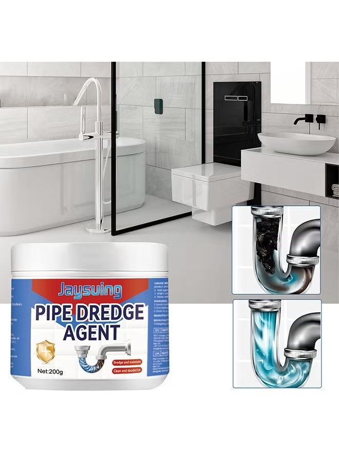 Jaysuing Pipe Dredge Agent, Bathroom Drain Cleaner, Powerful Pipe Excavator, Kitchen Sink Drain Cleaner, Home Sewer Toilet Kitchen Dredging Deodorant Clogged Channel Agent, Deep Cleaning And Quick Effect, 200G - Image 1