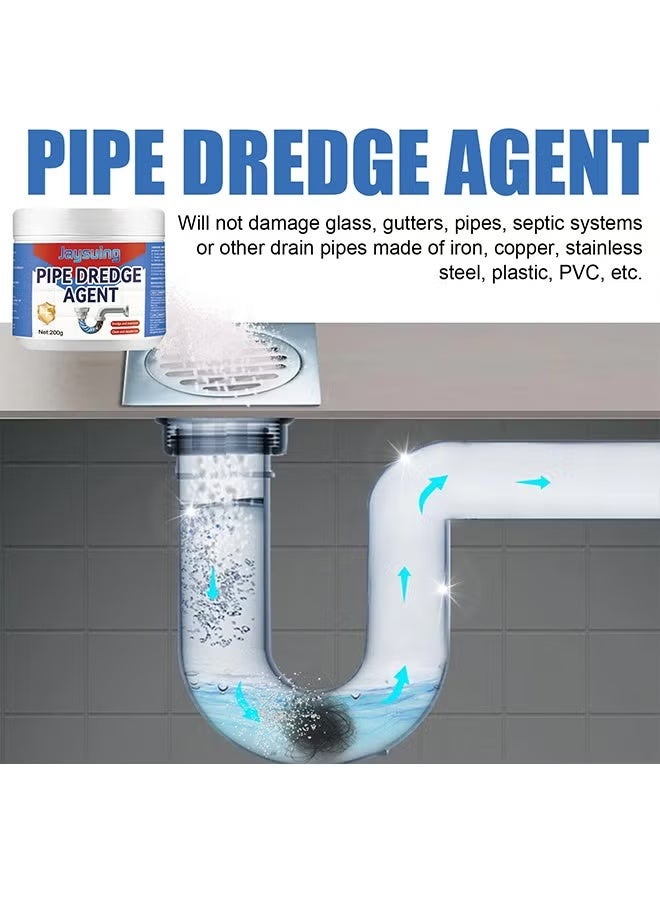 Jaysuing Pipe Dredge Agent, Bathroom Drain Cleaner, Powerful Pipe Excavator, Kitchen Sink Drain Cleaner, Home Sewer Toilet Kitchen Dredging Deodorant Clogged Channel Agent, Deep Cleaning And Quick Effect, 200G - Image 5