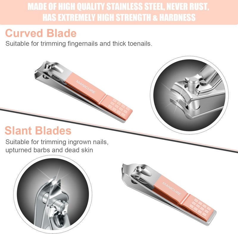 Leipple Manicure Set Professional Nail Clippers Pedicure Kit, 16 pcs Stainless Steel Nail Care Tools Grooming Kit with Luxurious Travel Leather Case for Thick Nails Men Women Gift (Pink) - Image 3