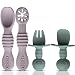 HippoBaby 4pc Silicone Baby Spoons Self Feeding Baby Utensils 612 Months 3 Baby Spoon 1 Baby Fork Toddler Cutlery Set BPA Free Dishwasher Safe Baby Eating Essentials Light pinkArmy Green - Image 2