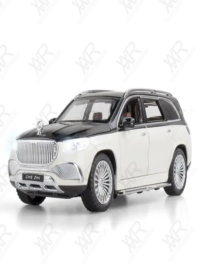 VARIYA ENTERPRISE® 1/24 Big Mercedes Maybach GLS600 Toy Car Metal Pull Back Diecast Car with Openable Door and Sound Light, Gifts Toys for Kids【 White/Black 】 - Image 1