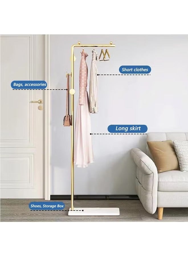شو وو رف معطف معدني رائع قائم بذاته قاعدة مضادة للسقوط مناسبة لغرفة النوم ومدخل ديكور الارتفاع 170 سم ذهبي - Image 5