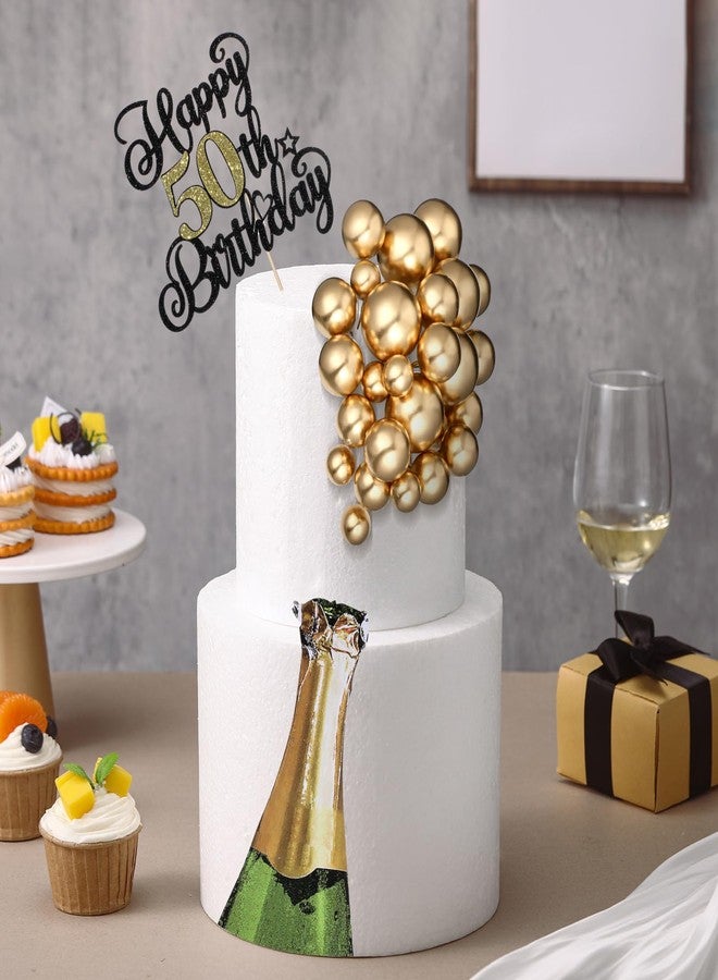 Silipull 38 Pcs 50th Birthday Cake Topper and Gold Balls Set 6.1 x 5 Inch Happy 50th Birthday Decorations for Men Anniversary Party Supplies Gift Plugin - Image 3