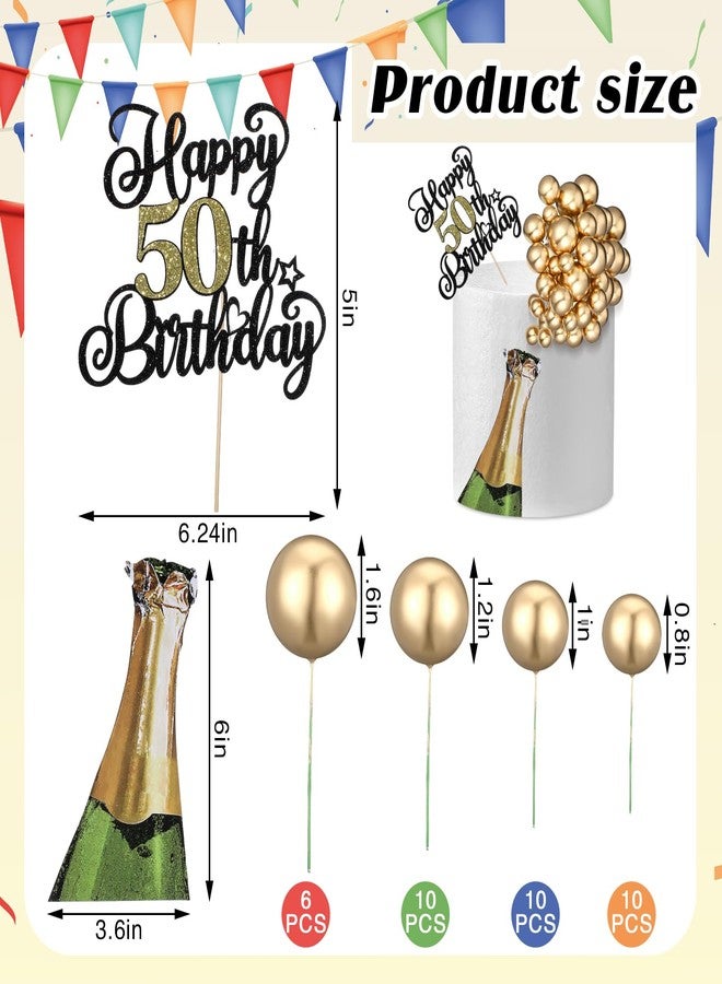 Silipull 38 Pcs 50th Birthday Cake Topper and Gold Balls Set 6.1 x 5 Inch Happy 50th Birthday Decorations for Men Anniversary Party Supplies Gift Plugin - Image 2