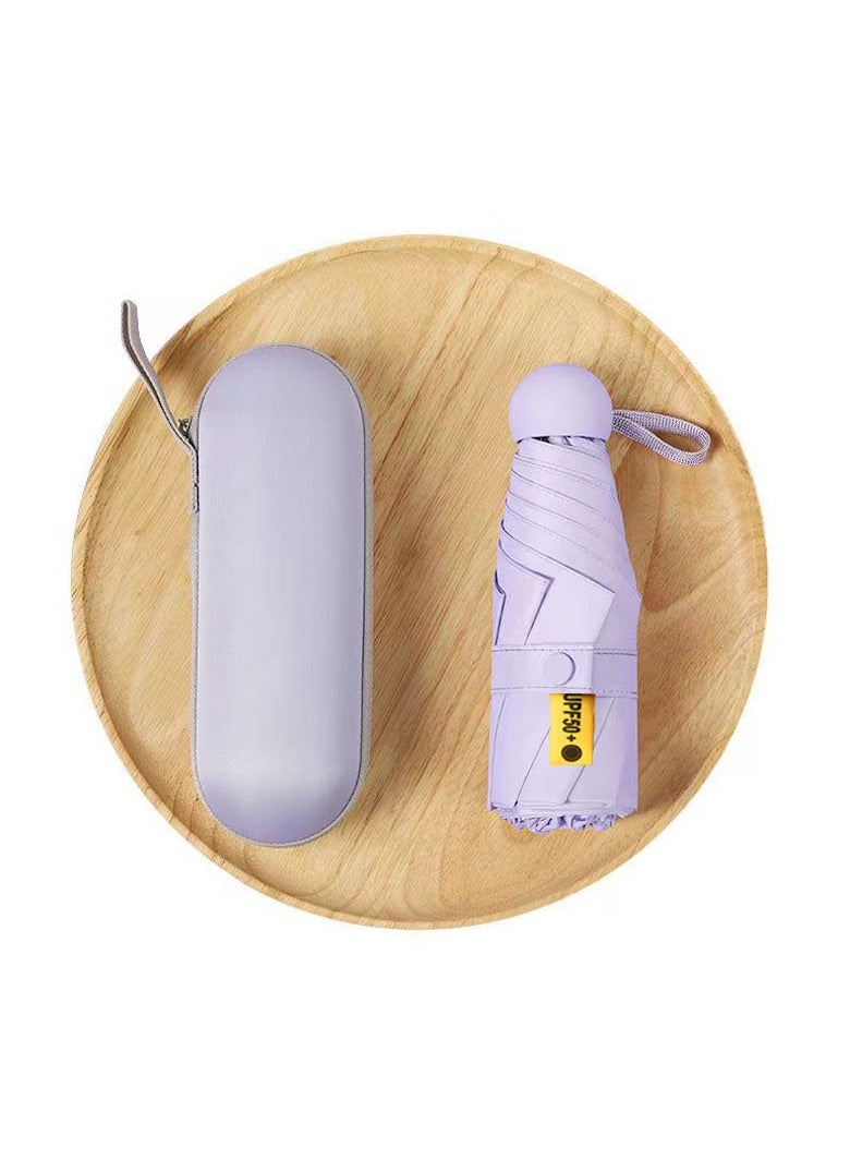 مظلة واقية من الشمس كبسولة، مظلات قابلة للطي للمسافرين، مظلة شمسية، مظلة محمولة، مظلة سفر UPF 50 لحماية من الأشعة فوق البنفسجية واقية من الشمس مظلة شمسية للنساء والرجال للاستخدام المزدوج ضد الشمس والمطر