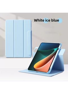 Millet Tablet 7Pro Protective Case 5/6 Red Rice Pad360 Rotating Hasp Pro12.4 Acrylic Leather Case Suitable-Color:White Ice Blue [360 Rotation/buckle]]-Applicable Model:Millet Tablet 5/5Pro(11 Inch)