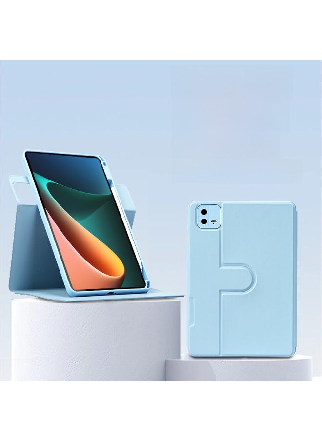 Generic - Millet Tablet 7Pro Protective Case 5/6 Red Rice Pad360 Rotating Hasp Pro12.4 Acrylic Leather Case Suitable-Color:White Ice Blue [360 Rotation/buckle]]-Applicable Model:Millet Tablet 5/5Pro(11 Inch) - Image 1