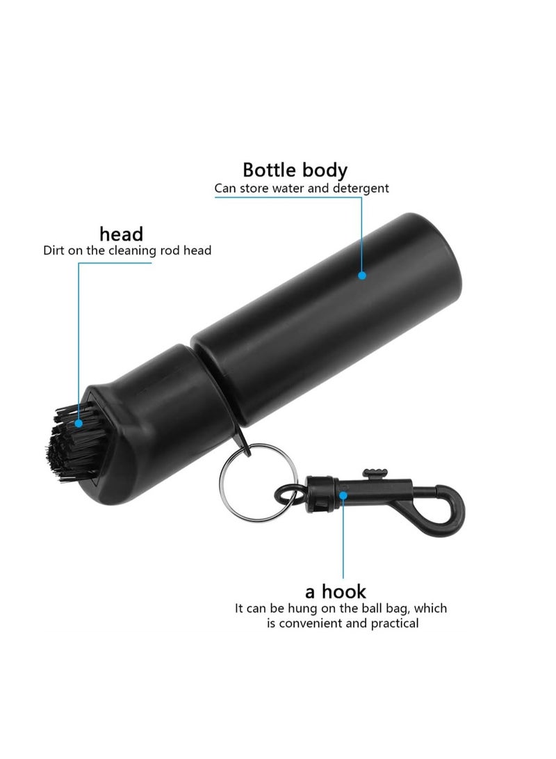 فرشاة تنظيف نوادي الجولف الاحترافية ومنظف الأخاديد مع مشبك أداة سوداء لصيانة النوادي وتنظيف زجاجة الماء 17x4 سم - Image 3