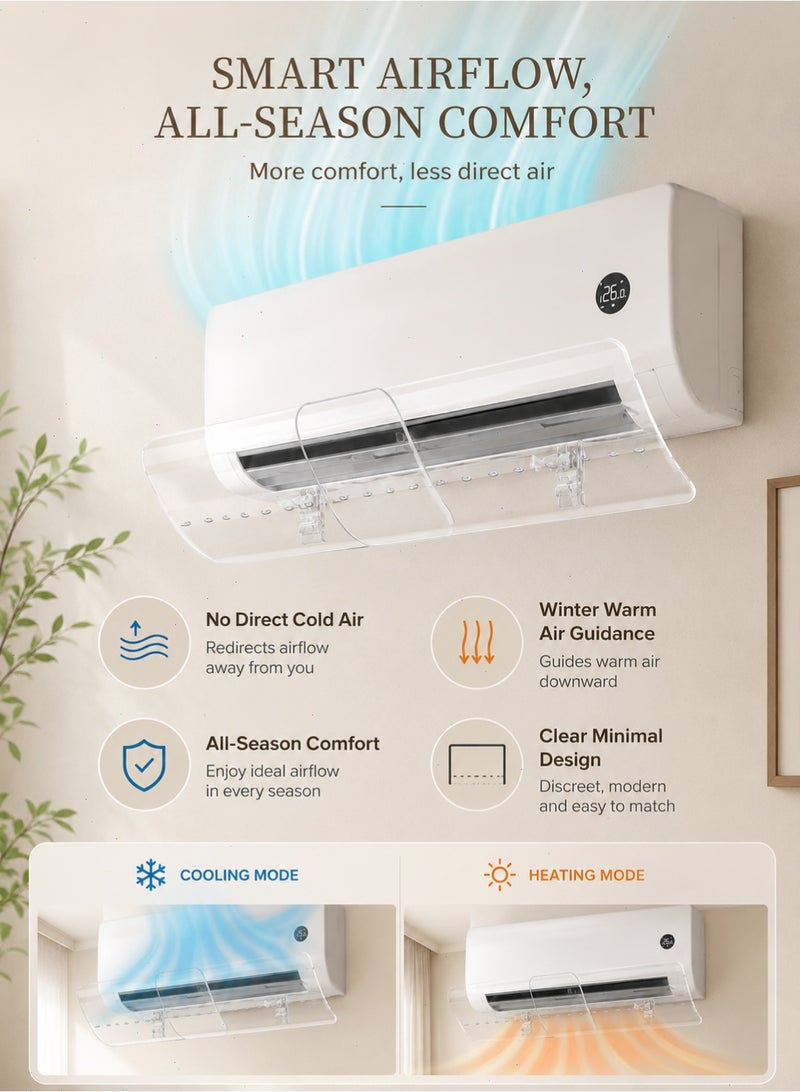Pomefar Split Air Conditioner Deflector, Easy Installation Without Punching For Wall, AC Vent Deflector Adjustable Size To Fit All Types And Sizes Of Air Conditioners - Image 3
