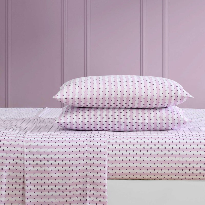 Betsey Johnson - Twin Sheet Set  Soft & Lightweight Bedding  Fade & Wrinkle Resistant  Striped Home Decor (Butterfly Stripe Purple  Twin) - Image 3