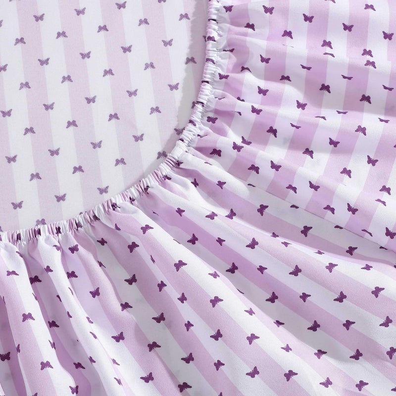 Betsey Johnson - Twin Sheet Set  Soft & Lightweight Bedding  Fade & Wrinkle Resistant  Striped Home Decor (Butterfly Stripe Purple  Twin) - Image 5