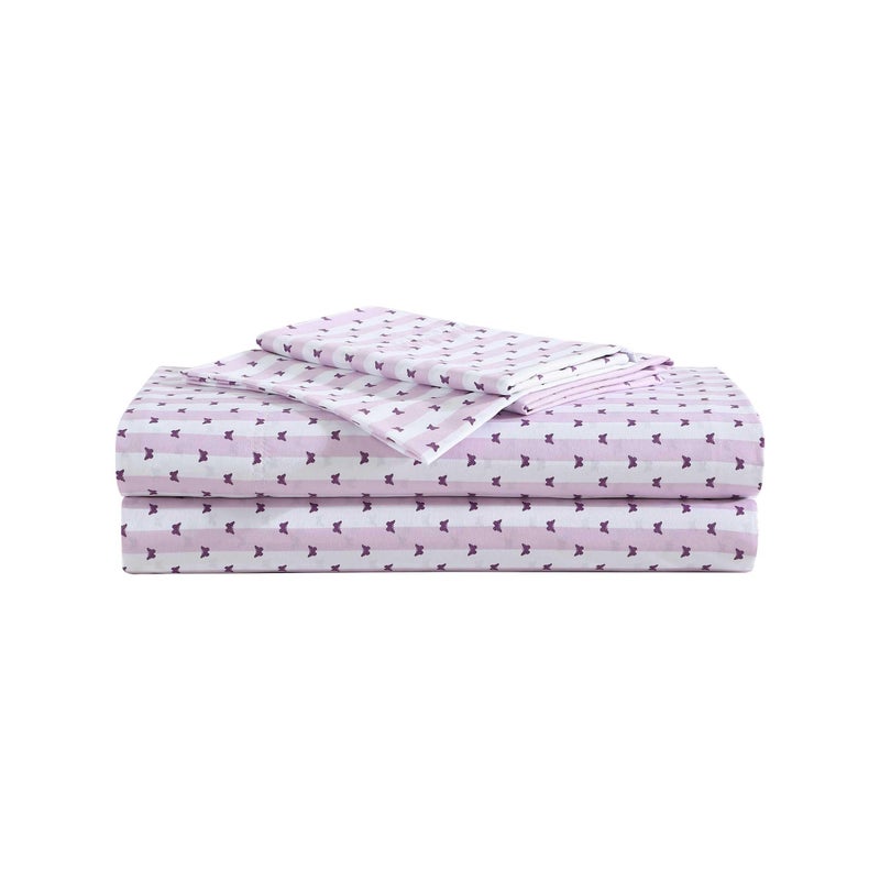 Betsey Johnson - Twin Sheet Set  Soft & Lightweight Bedding  Fade & Wrinkle Resistant  Striped Home Decor (Butterfly Stripe Purple  Twin) - Image 1