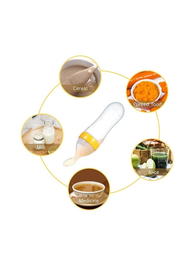 RollsTimi  Leak-proof Food Dispensing Silicone Baby Feeding Bottle and Spoon, Yellow Clear - Image 5